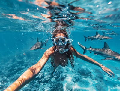 Snorkeling and swimming with sharks in Cabo San Lucas