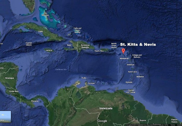 St. Kitts and Nevis on the map