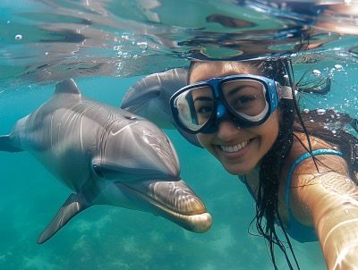 Swimming with dolphins in Mazatlan