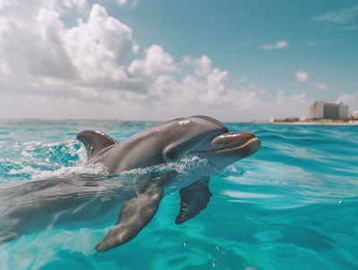 Swimming with dolphins in Cancun