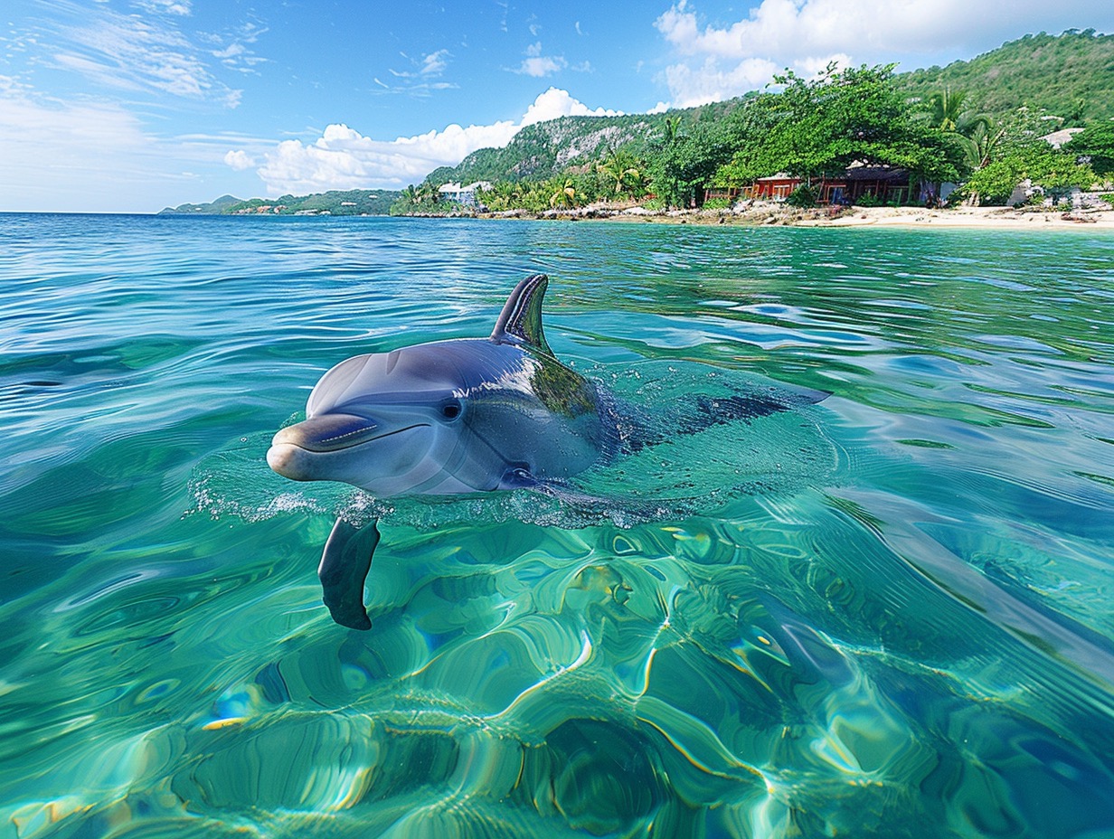 >Swimming with dolphins in Montego Bay